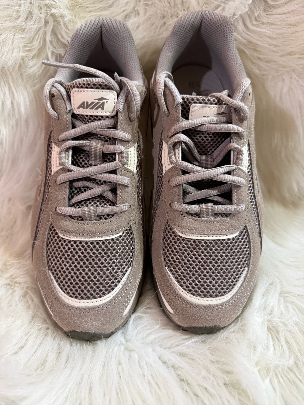 Avia Kids Grey Mesh and Suede Athletic Sneakers